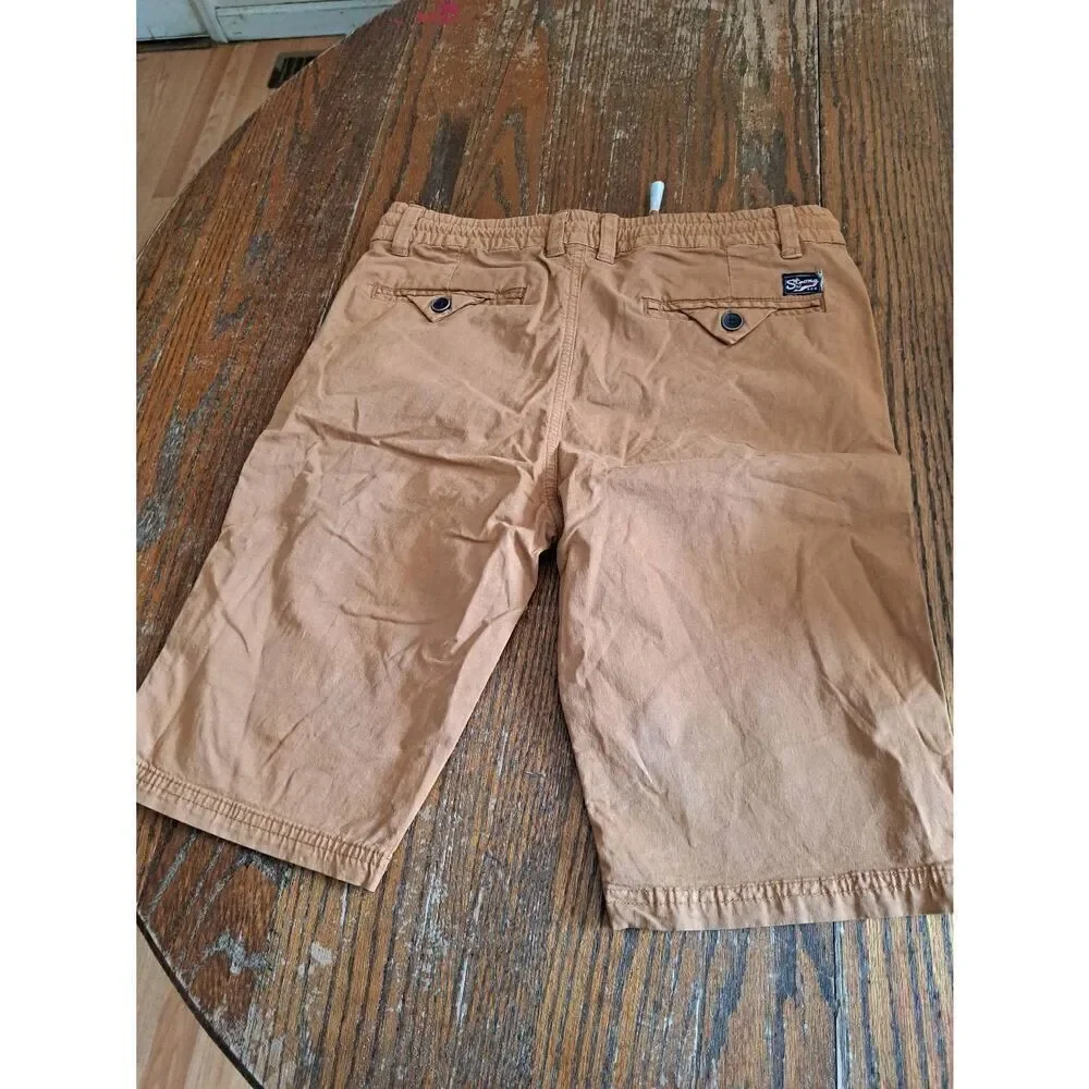 New Boys Size 14 QLZ Yellow Brown Summer Casual Shorts Elastic Drawstring Waist